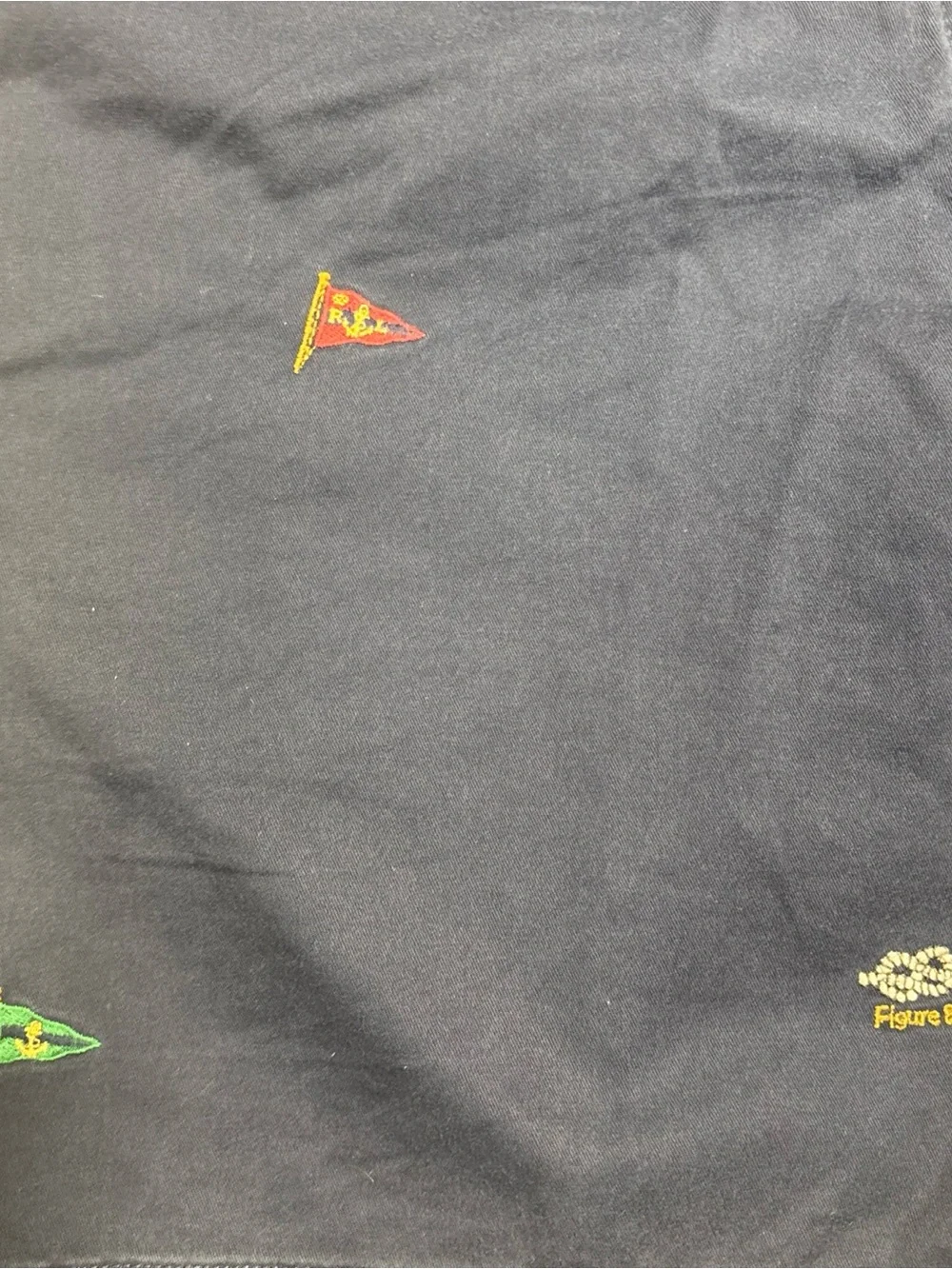 Polo Ralph Lauren Navy Blue All Over Embroidered Flag Chino Shorts Men’s 33